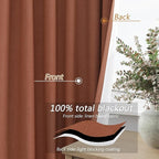 Guken Terracotta 100% Blackout Curtains 90 Inch Length 2 Panels Set Fall - Image 4