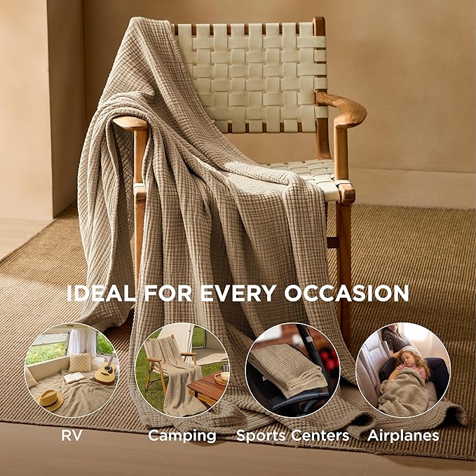 Bedsure 100% Cotton Muslin Throw Blanket Twin XL - Image 4