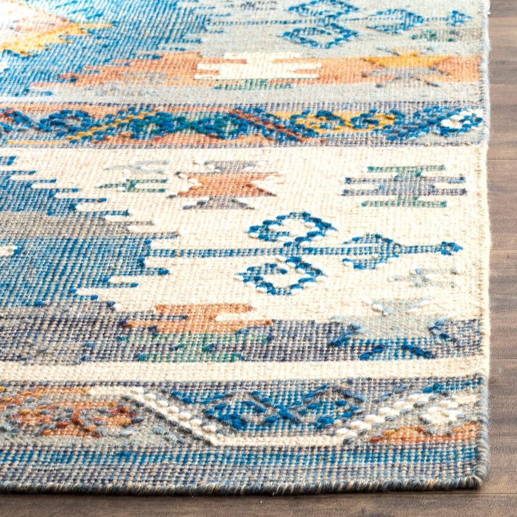 SAFAVIEH Canyon Collection Area Rug - 5' x 8', Blue & Multi, Handmade Boho Southwestern Tribal Wool, Ideal for High Traffic Areas in Living Room, Bedroom (CNY108B)