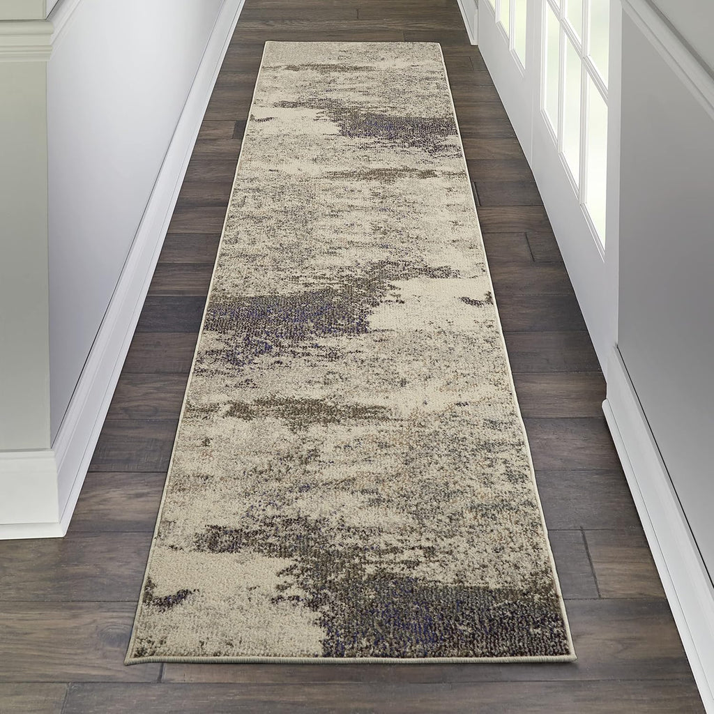 Nourison Home Celestial Ivory Grey 2' x 6' Area Rug - Easy Clean, Non Shedding, Bed Room, Living Room, Dining Room, Kitchen (6' Runner)