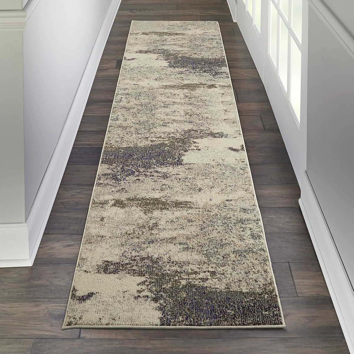 Nourison Home Celestial Ivory Grey 2' x 6' Area Rug - Easy Clean, Non Shedding, Bed Room, Living Room, Dining Room, Kitchen (6' Runner)