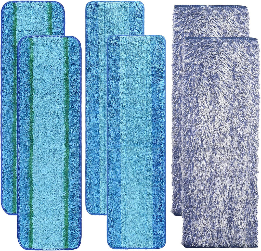 6 Pack Microfiber Cleaning Pad Replacement for Bona Mop, Microfiber Mop Pads for Hardwood Floor Cleaner, 2 Deep Cleaning Pad + 2 Microfiber Cleaning Pad + 2 Dusting Pad Apply for Bona Family of Mops