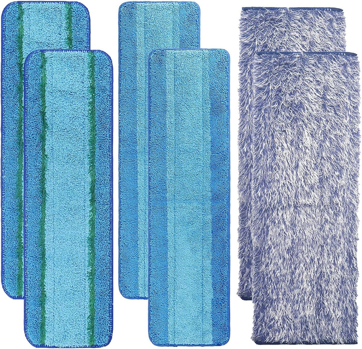 6 Pack Microfiber Cleaning Pad Replacement for Bona Mop, Microfiber Mop Pads for Hardwood Floor Cleaner, 2 Deep Cleaning Pad + 2 Microfiber Cleaning Pad + 2 Dusting Pad Apply for Bona Family of Mops