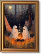 Vintage Gold Framed Halloween Wall Art, Cute Ghosts Pictures Wall Decor