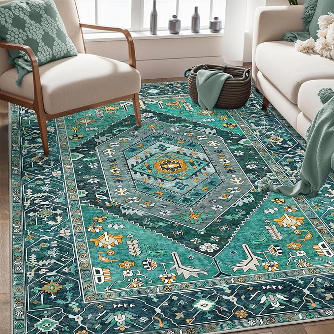 SERISSA Area Rug 3x5 Boho Teal Rugs - Image 5