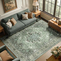 Area Rugs 6'x9' Washable Non-Slip, Floral Vintage Distress Print Pattern by RELEANY