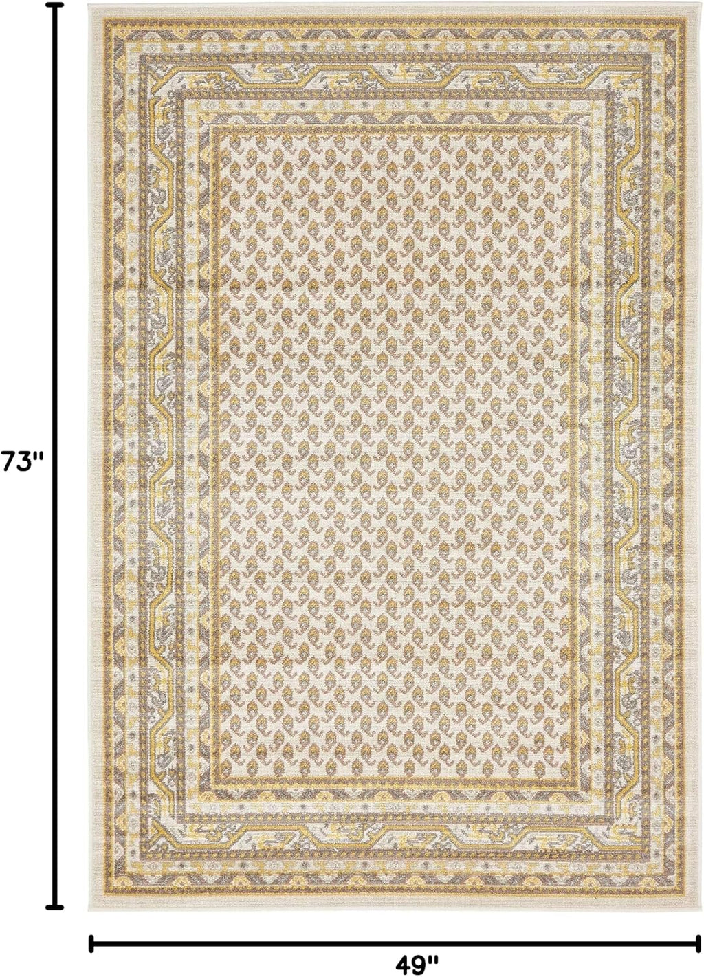 Unique Loom Williamsburg Collection Traditional Border with Dotted Center Area Rug, Rectangular 4' 0" x 6' 0", Beige/Yellow