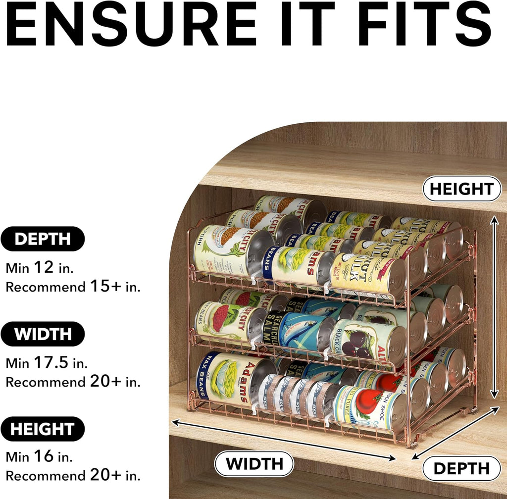 Simple Houseware 3-Tier Stackable Can Organizer Rack 36 Cans, Rose Gold