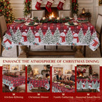 Softalker Christmas Rectangle Tablecloth 60 x 84 Inch, Snowman Red Plaid