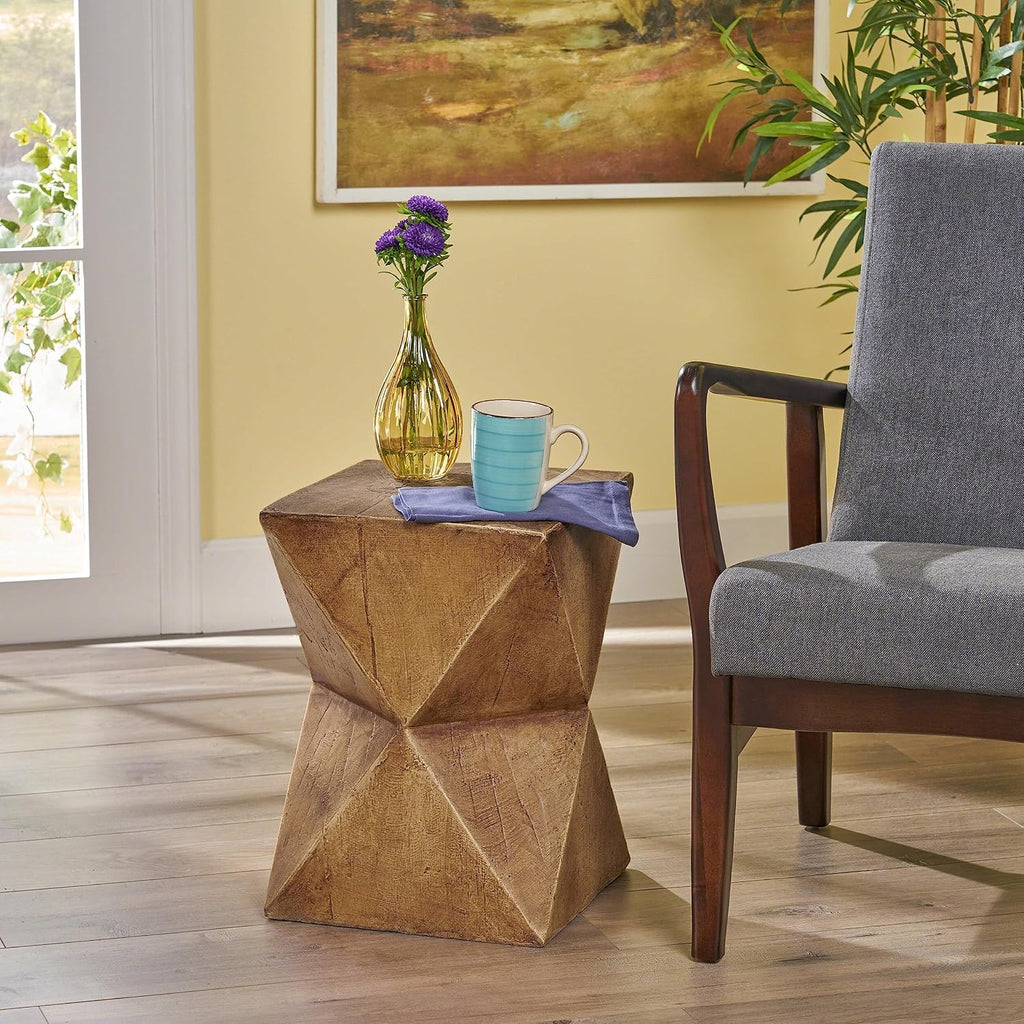 Christopher Knight Home Manuel Light-Weight Concrete Accent Table, Natural, 12.5D x 12.5W x 17.75H in