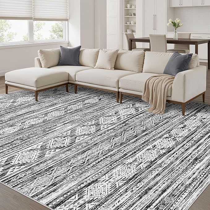Nakagishi 9x12 Area Rugs Living Room: Washable Large Neutral Soft Rug Stain by NakagishiAreaRug