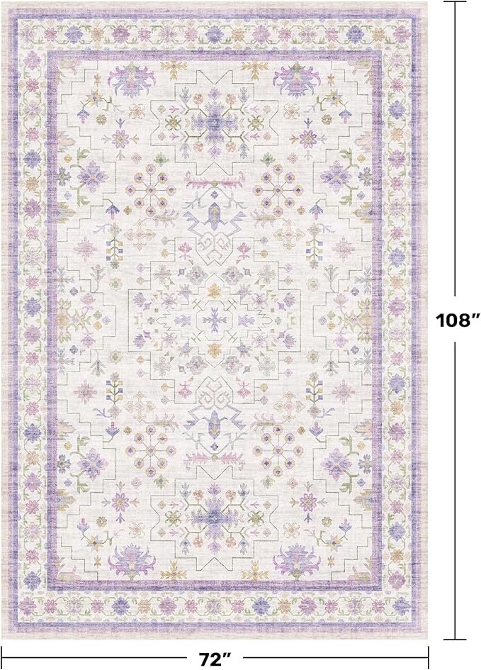 Hazo Haus 6x9 Lavender Rug for Bedroom, Kids Playroom, Non Slip Large Washable - Image 2
