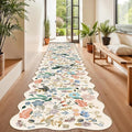 Hallway Floral 2'6x14 Runner Rugs: Washable Scalloped Soft Carpet by HYHAOYUNLAI