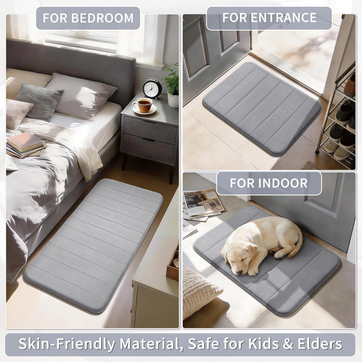 Yimobra Memory Foam Bath Mat 31.5x20, 5X Softer and Absorbent Bathroom Rug