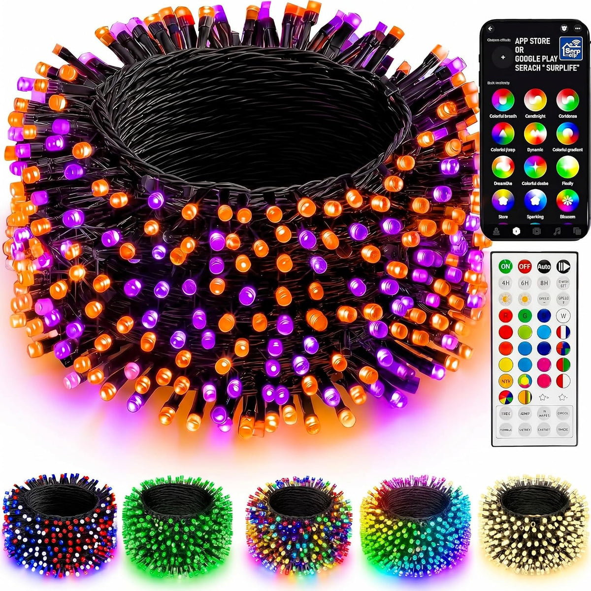 Dazzle Bright 66FT 200 LED Smart Color Changing Christmas Halloween Lights