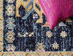 Unique Loom Taftan Collection Border Geometric Tribal Inspired Design Area Rug (4' 0 x 6' 0 Rectangular, Navy Blue/ Gold)