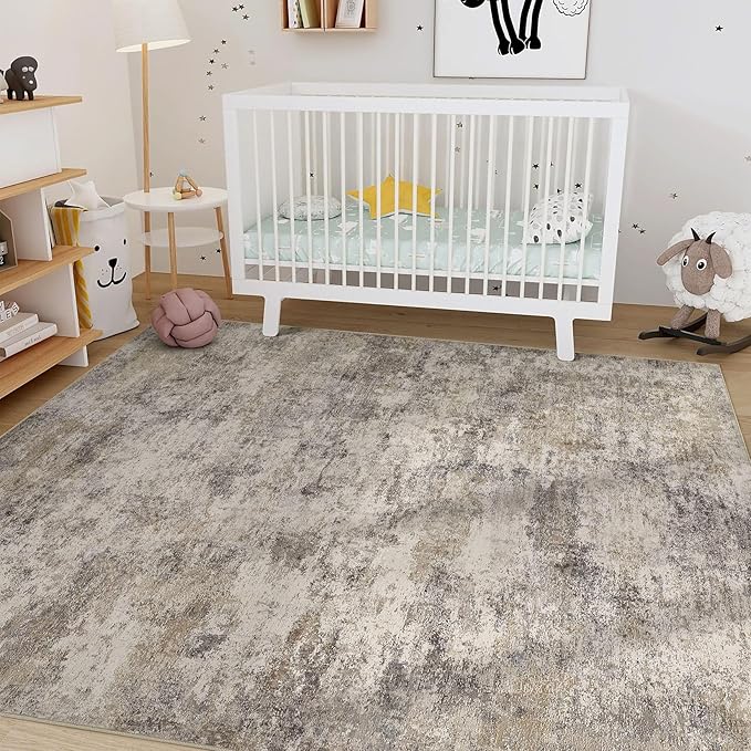Nakagishi 10x12 Area Rugs Living Room: Washable Abstract Large Neutral Soft Rug - Image 7