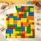 Building Blocks Thermal Insulated Flannel Fleece Throw Blanket - Toy Geometric Rectangle All Season Fuzzy for Bed Sofa Couch - Modern Style Bedroom Decor Plush Baby 30"x40"