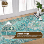 Washable Area Rug 2'6'' x 8' Vintage Traditional Persian Mat - Image 5