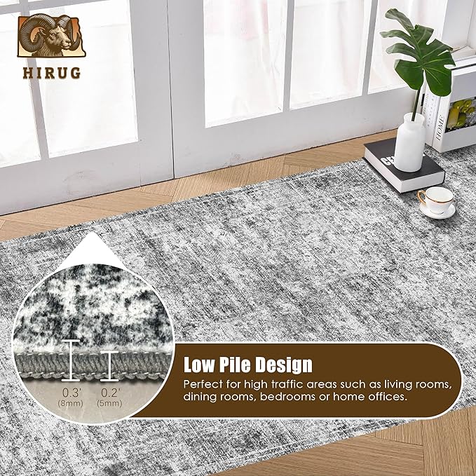 Washable Area Rug 2'6'' x 8' Vintage Traditional Persian Mat - Image 5