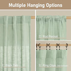 LAMIT Linen Curtains 48 Inch Length 2 Panels, Light Filtering Panels Back Tab - Image 3