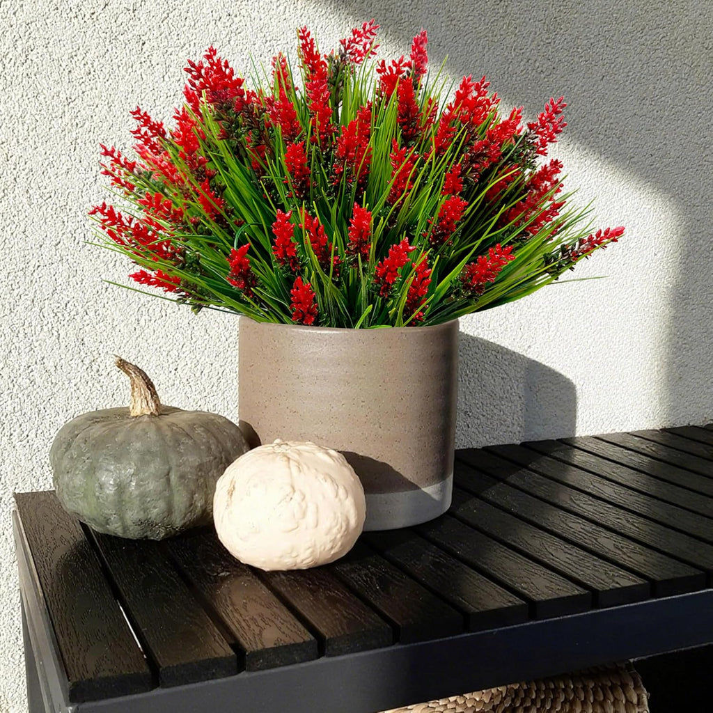 Artificial Plants Outdoor Fake Monkey Grass 12 Bundles Fake Outdoor Flowers