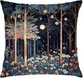 Rustic William Morris Inspired Night Moon Forest Decor Pillow Covers 18x18 by Unknown