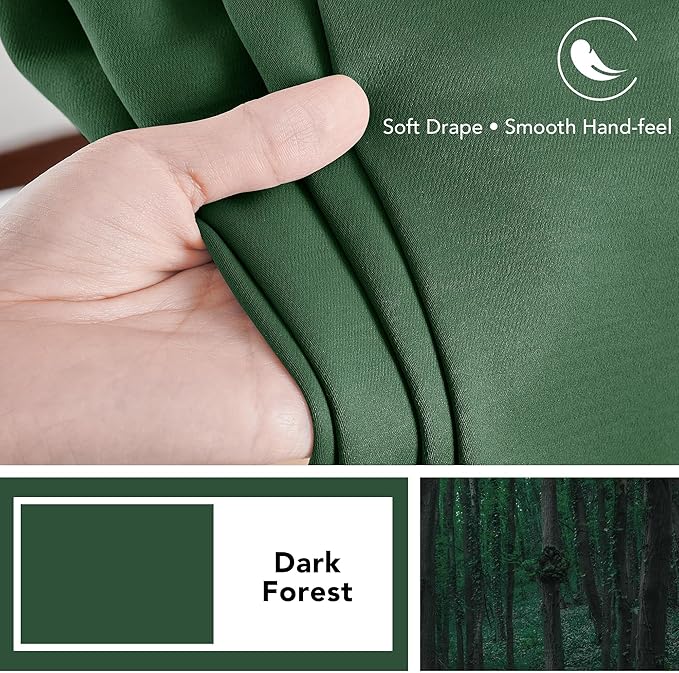 Deconovo Solid Back Tab and Rod Pocket Curtains Thermal Insulated Blackout - Image 7