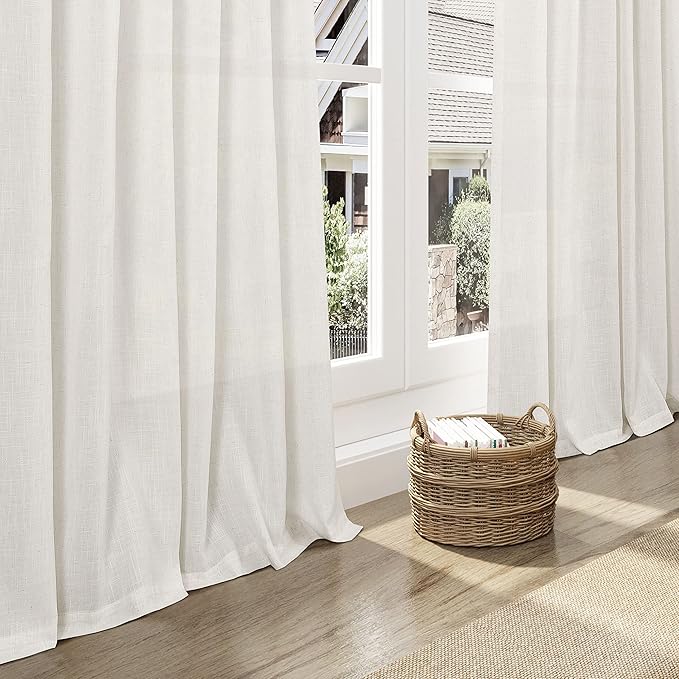 Cream Linen Curtains 91 Inches Long - Image 6