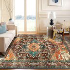 Yamaziot Area Rug 5x7, Non-Slip Washable Boho Vintage Living Room Bedroom Rug - Image 5