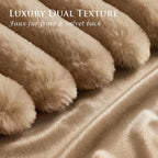 Set of 2 Decorative Throw Pillow Covers 20x20, Fall Faux Fur Khaki