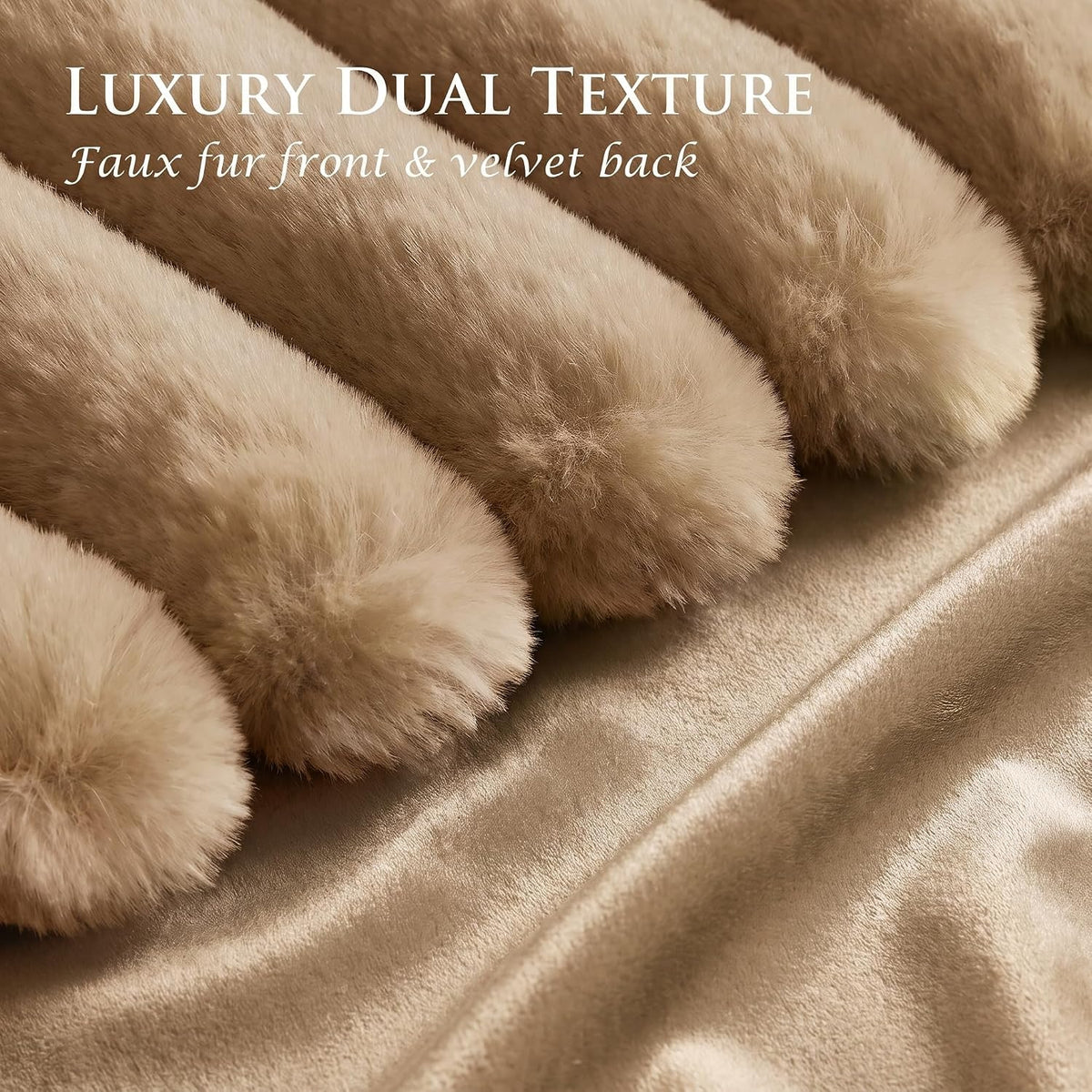 Set of 2 Decorative Throw Pillow Covers 20x20, Fall Faux Fur Khaki