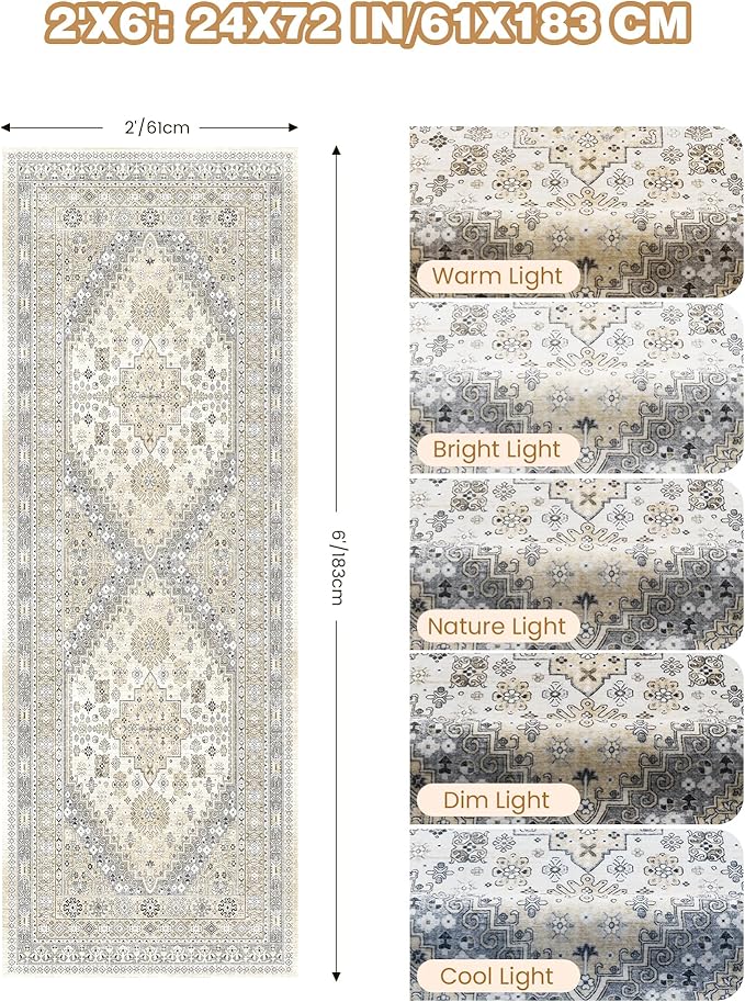 Runner Rug 2x6, Ultra-Thin Entryway Rug Non Slip Washable Rugs - Image 2