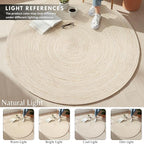 Hausattire Hand Woven Jute Braided Rug, 4’ Round – Off White, Reversible Boho - Image 8