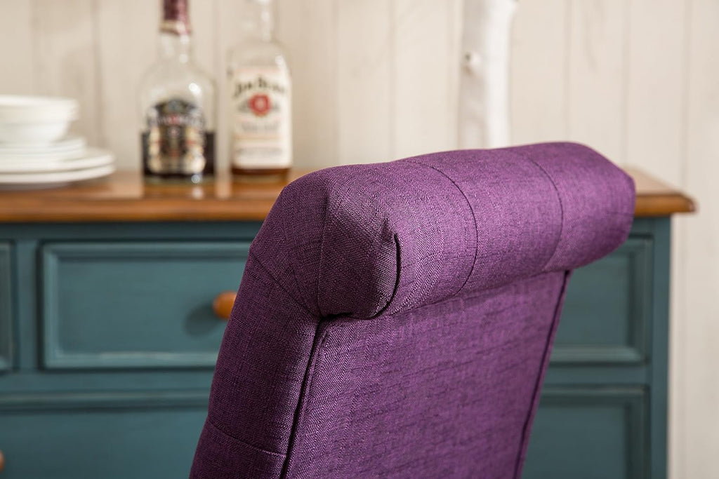 Roundhill Furniture Habit Solid Wood Tufted Parsons Purple Dining Chair, Set of 2