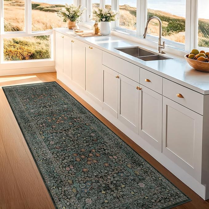 Dark Green 3x10 ft Extra Long Wide Runner Rug - Image 4