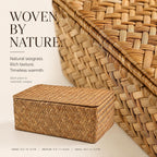 Decorative Wicker Storage Boxes with Lids - Set of 3 Seagrass Organizers