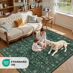 6x9 Area Rugs Living Room Rug: Washable Vintage Distressed Floral Rug No Slip - Image 9