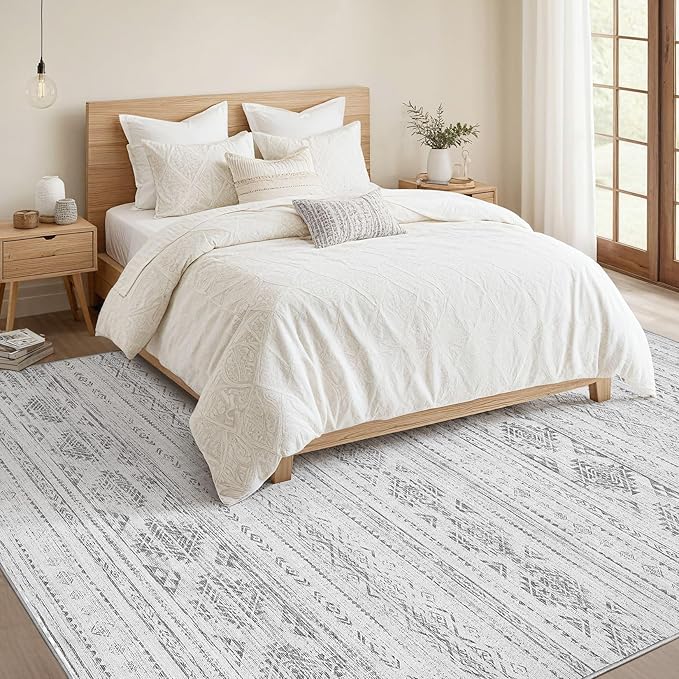 Nakagishi 5x8 Area Rugs Living Room: Washable Boho Large Neutral Soft Farmhouse - Image 6