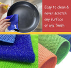 24-Pack Reusable, Scrub Dish Cloth –Non-Scratch Microfiber Scrubber, Planet-Friendly, Easy Rinsing, Quick Dry, Dishwasher Safe Cloth for Kitchen & Household, 6 x 6 Inch, Orange, Blue & Green Assorted
