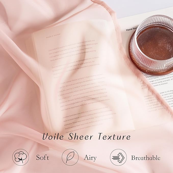 NICETOWN Light Pink Sheer Curtains 96 inches Long, Grommet Voile Sheer Textured - Image 4
