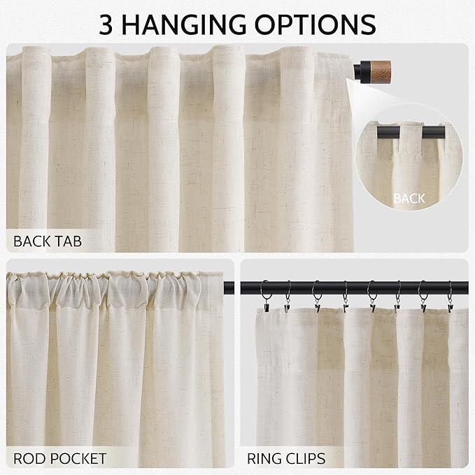 Birch Beige Linen 144 Inch Curtains - Image 2