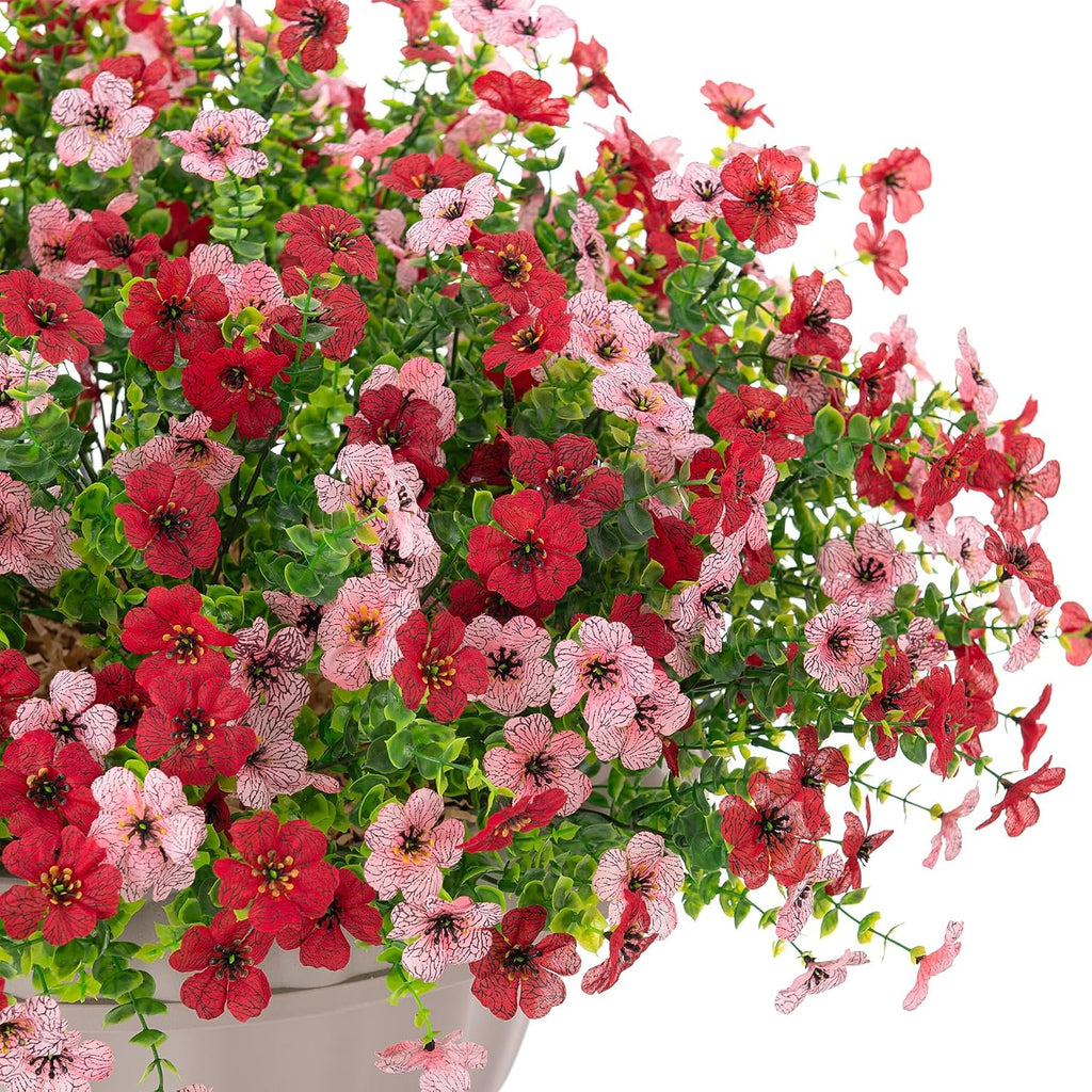 Artificial Fake Flowers Plants for Outdoor Spring Summer Decor 12 Bundles