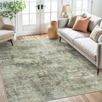 Soalmost Abstract Rug 5x7 Machine Washable Area Indoor Green Black Low Pile by Soalmost