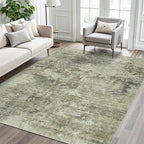 Area Rug 6x9 Abstract Living Room Washable Rugs Green Black Non Slip Low Pile - Image 2