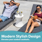 Coast Modern Outdoor Side Table - Lounger Table for Inside Pool or on Patio - All-Weather Furniture for Sun Shelf Up to 15" - White
