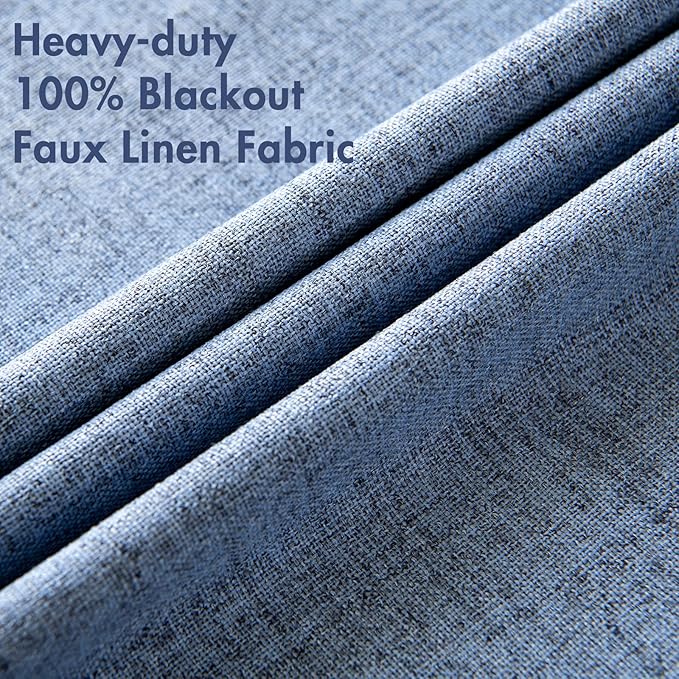MIULEE Linen Texture Curtains for Bedroom Solid 100% Blackout Thermal Insulated - Image 5