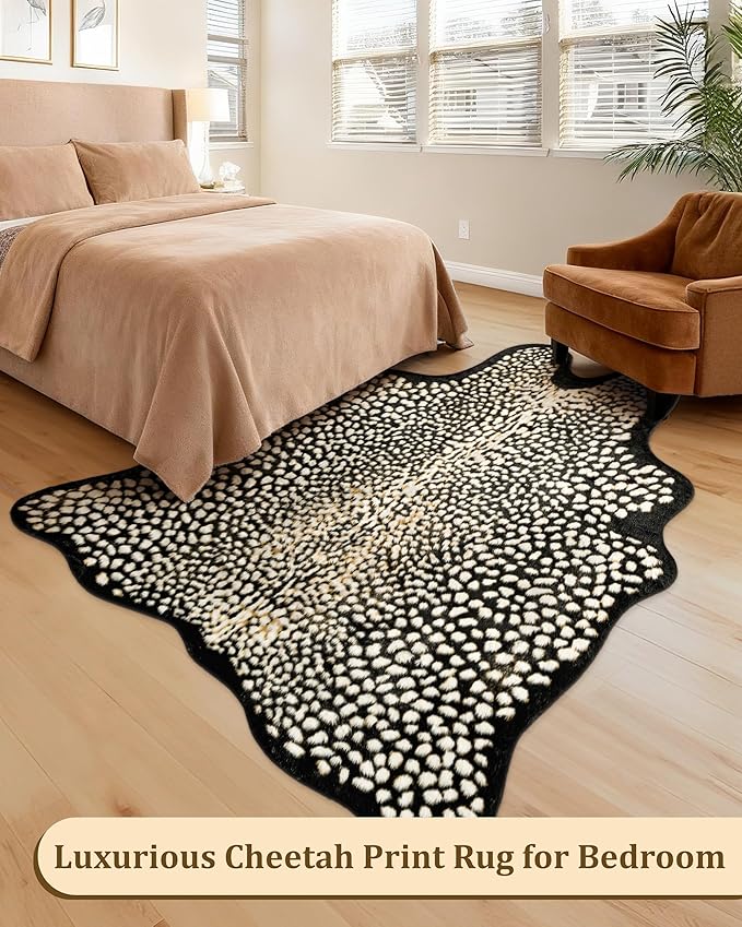 Leopard Print Rug for Living Room, Cheetah Rug 5.2x7 Faux Animal Print Skin - Image 6