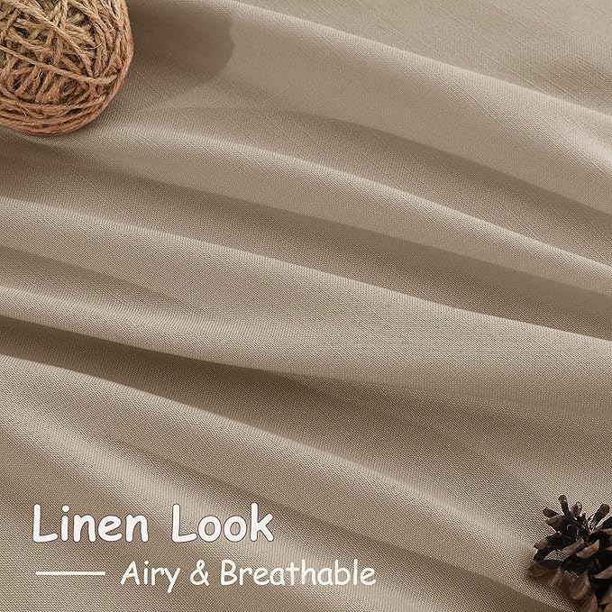 Nanspring Sepia Beige Linen Curtains 96 Inches Long - Image 4