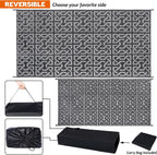 SAND MINE Reversible Mats, Plastic Straw Rug, Modern Area Rug, Large Floor Mat Rug for Outdoors, RV, Patio, Backyard, Deck, Picnic, Beach, Trailer, Camping (9' x 18', Black & Grey)